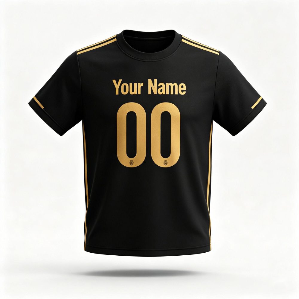 Custom Black Gold Football Shirt