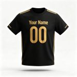 Custom Black Gold Football Shirt