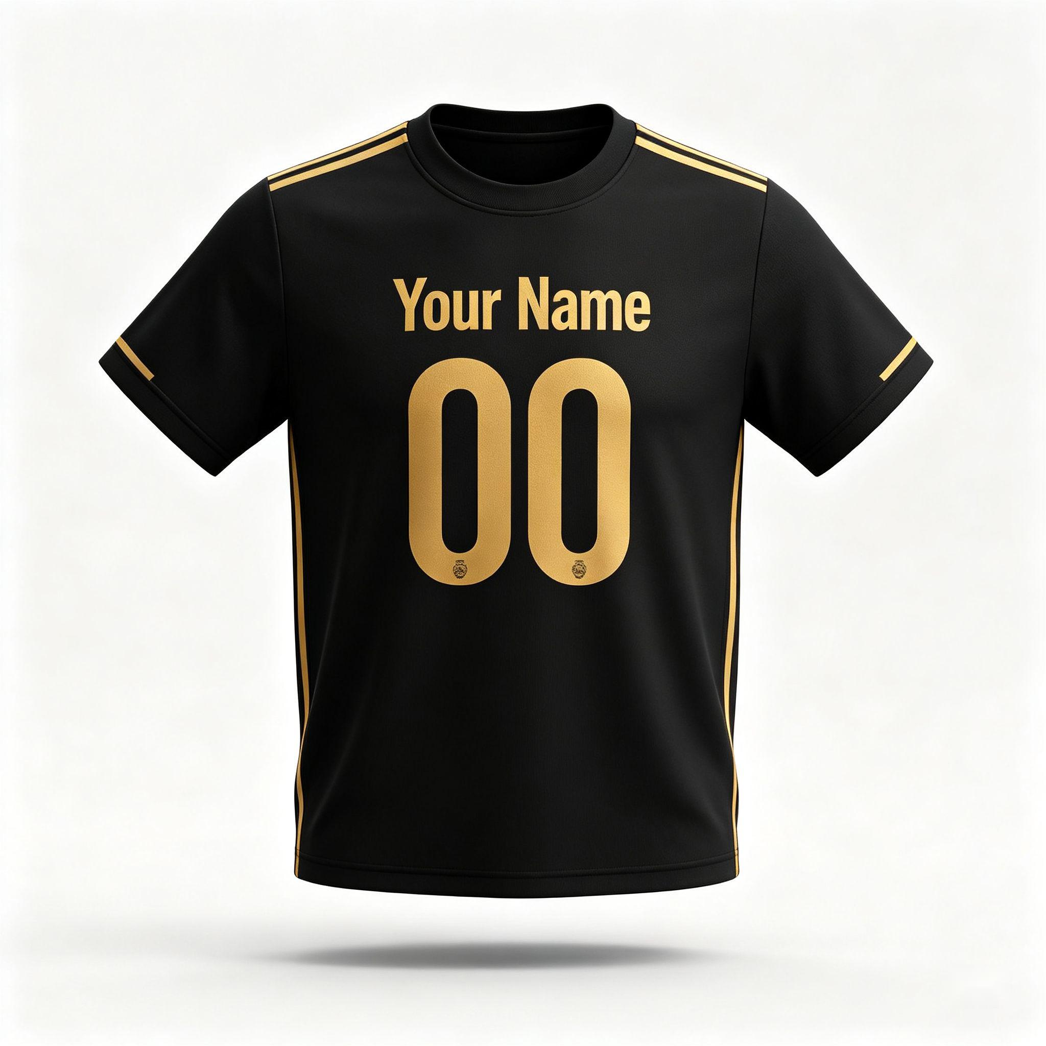 Custom Black Gold Football Shirt