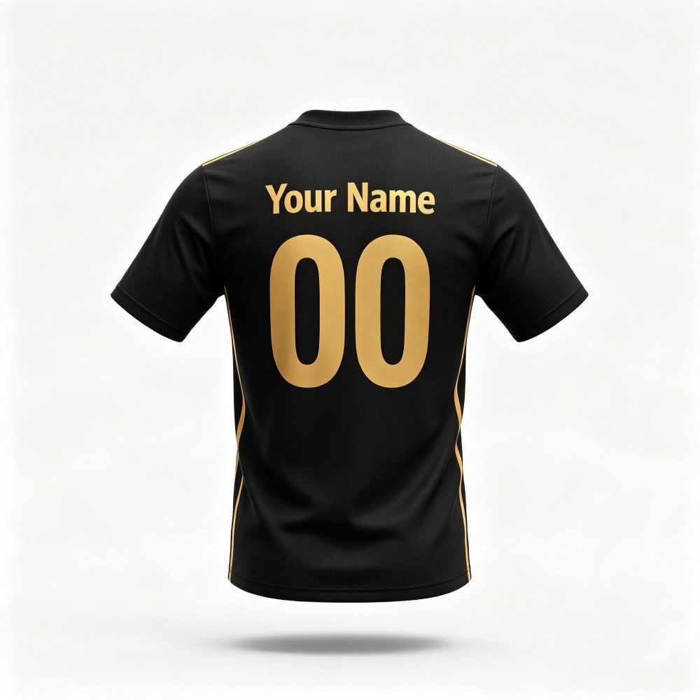 Custom Black Gold Football Shirt