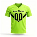 Custom Fluorescent Green Black Geometric Cut Football Shirt