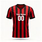 Custom Red Black Striped Football Shirt
