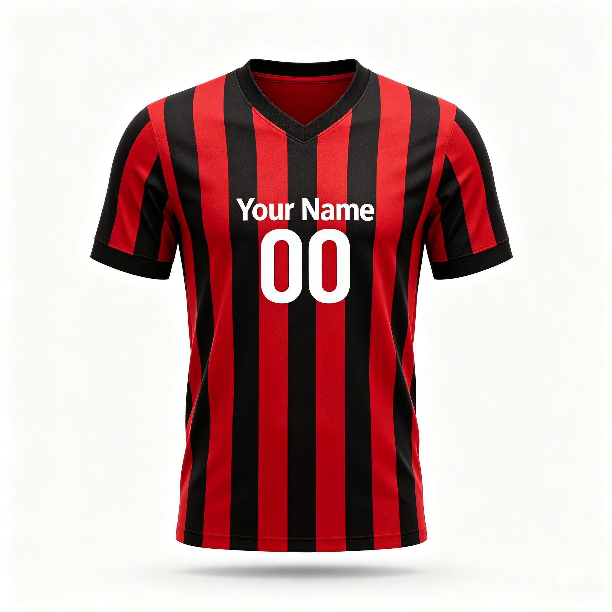 Custom Red Black Striped Football Shirt
