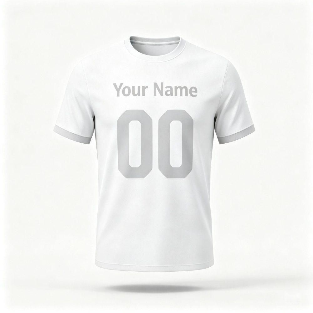 Custom All White Minimalist Grey Fine Edge Football Shirt