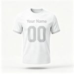 Custom All White Minimalist Grey Fine Edge Football Shirt